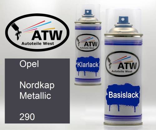 Opel, Nordkap Metallic, 290: 400ml Sprühdose + 400ml Klarlack - Set, von ATW Autoteile West.